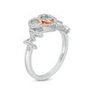 Thumbnail Image 2 of 0.115 CT. T.W. Diamond "MOM" Heartbeat in Heart Ring in Sterling Silver with 10K Rose Gold Plate