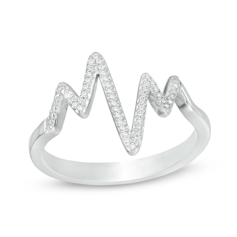 0.065 CT. T.W. Diamond Heartbeat Ring in Sterling Silver