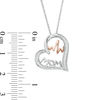 Thumbnail Image 1 of 0.066 CT. T.W. Diamond "MOM" and Heartbeat in Tilted Heart Pendant in Sterling Silver and 10K Rose Gold