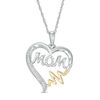 Thumbnail Image 0 of 0.066 CT. T.W. Diamond "MOM" Heartbeat on Heart Pendant in Sterling Silver and 10K Gold