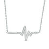 Thumbnail Image 0 of 0.088 CT. T.W. Diamond Heartbeat Bar Necklace in Sterling Silver - 16.7"