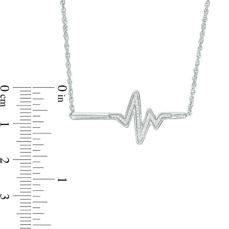 0.088 CT. T.W. Diamond Heartbeat Bar Necklace in Sterling Silver - 16.7"