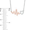 0.085 CT. T.W. Diamond Heartbeat and Heart Necklace in Sterling Silver and 10K Rose Gold - 17"