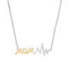 Thumbnail Image 0 of 0.087 CT. T.W. Diamond "MOM" Heartbeat Necklace in Sterling Silver and 10K Gold - 16.85"