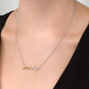 Thumbnail Image 1 of 0.087 CT. T.W. Diamond "MOM" Heartbeat Necklace in Sterling Silver and 10K Gold - 16.85"