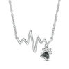 Thumbnail Image 1 of Black Diamond Accent Heartbeat and Paw Print Dangle Necklace in Sterling Silver - 17.25"