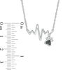 Thumbnail Image 1 of Black Diamond Accent Heartbeat and Paw Print Dangle Necklace in Sterling Silver - 17.25"