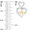 Thumbnail Image 1 of 0.086 CT. T.W. Diamond Heartbeat in Double Heart Drop Earrings in Sterling Silver with 14K Gold Plate