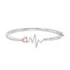 Thumbnail Image 0 of 0.18 CT. T.W. Diamond Heartbeat and Heart Bangle in Sterling Silver and 10K Rose Gold