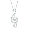 Thumbnail Image 0 of Unstoppable Love™ Diamond Accent Solitaire Treble Clef Pendant in Sterling Silver