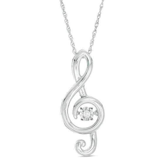 Unstoppable Love™ Diamond Accent Solitaire Treble Clef Pendant in Sterling Silver