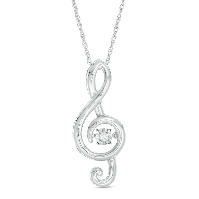 Unstoppable Love™ Diamond Accent Solitaire Treble Clef Pendant in Sterling Silver