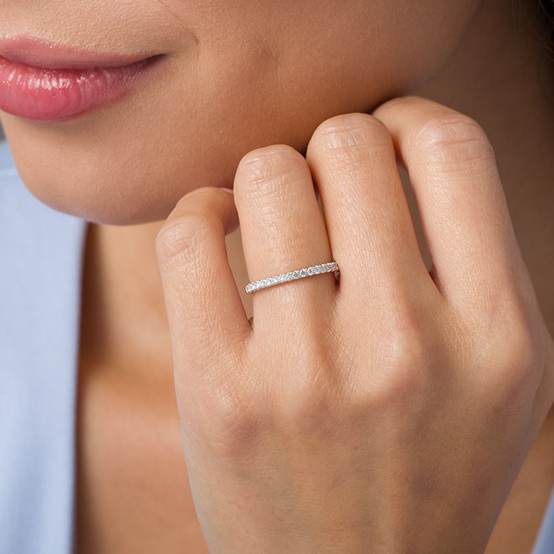 Main Image 2 of 0.23 CT. T.W. Diamond Wedding Band in 10K White Gold