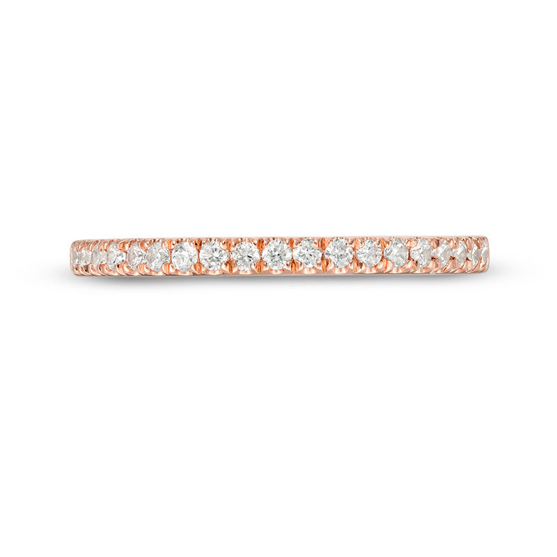 Main Image 4 of 0.23 CT. T.W. Diamond Wedding Band in 10K Rose Gold