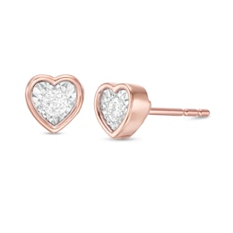0.10 CT. T.W.  Diamond Solitaire Heart-Shaped Stud Earrings in 10K Rose Gold