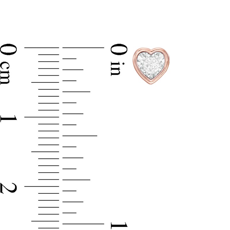 Main Image 3 of 0.10 CT. T.W.  Diamond Solitaire Heart-Shaped Stud Earrings in 10K Rose Gold