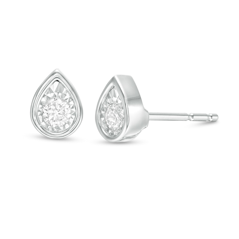 0.10 CT. T.W.  Diamond Solitaire Pear-Shaped Stud Earrings in 10K White Gold