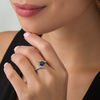 Thumbnail Image 3 of Oval Lab-Created Blue and White Sapphire Bypass Ring in Sterling Silver