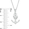 Unstoppable Love™ Diamond Accent Solitaire Heart-Top Anchor Pendant in Sterling Silver
