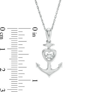Unstoppable Love™ Diamond Accent Solitaire Heart-Top Anchor Pendant in Sterling Silver