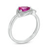 Thumbnail Image 1 of Pear-Shaped Lab-Created Pink and White Sapphire Sleeping Cat Ring in Sterling Silver