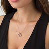 Thumbnail Image 1 of Unstoppable Love™ 3.4mm Lab-Created Ruby and Beaded Tilted Double Heart Pendant in Sterling Silver and 10K Rose Gold