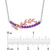 Thumbnail Image 2 of Amethyst and Lab-Created White Sapphire Vine Overlay Curved Bar Necklace in Sterling Silver and 10K Rose Gold