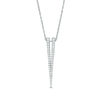 Thumbnail Image 0 of Lab-Created White Sapphire Deep "V" Pendant in Sterling Silver