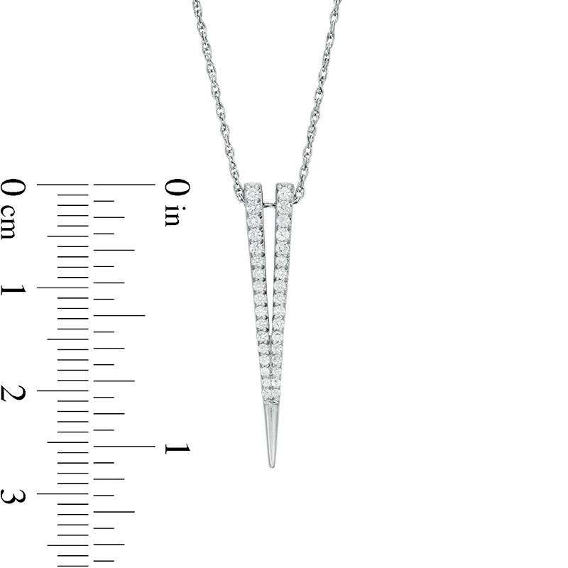 Lab-Created White Sapphire Deep "V" Pendant in Sterling Silver