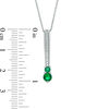 Thumbnail Image 2 of Lab-Created Emerald and White Sapphire Bar Drop Pendant in Sterling Silver