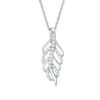 Thumbnail Image 0 of Lab-Created White Sapphire Leaf Pendant in Sterling Silver