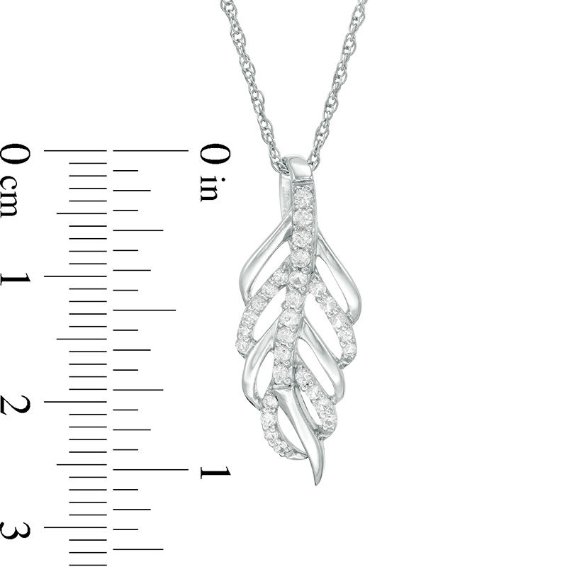 Lab-Created White Sapphire Leaf Pendant in Sterling Silver