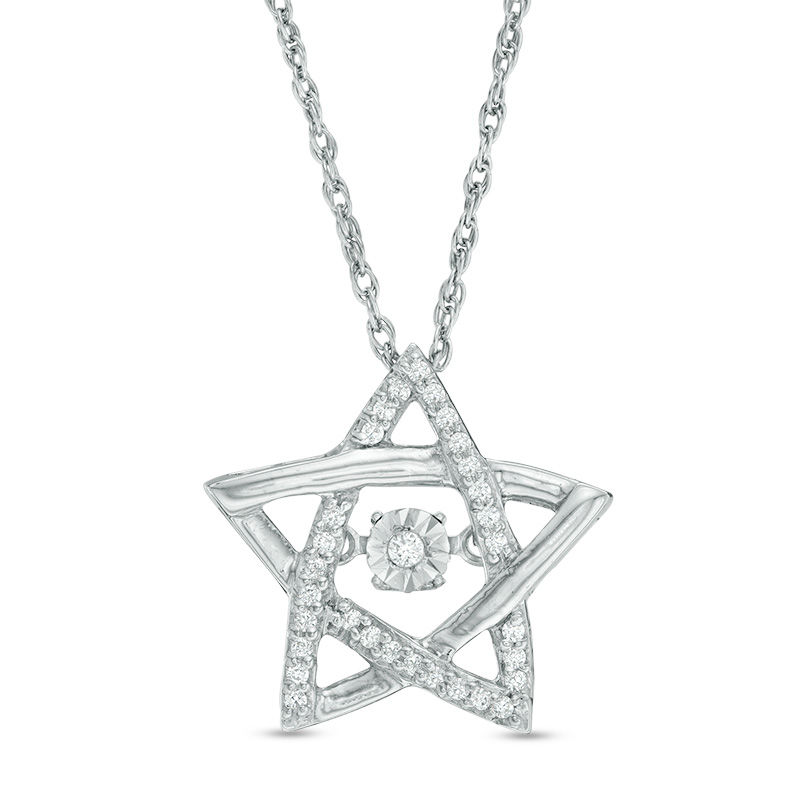 Unstoppable Love™ 0.086 CT. T.W. Diamond Star Pendant in Sterling Silver