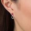 Thumbnail Image 1 of Pear-Shaped Lab-Created Ruby and White Sapphire Convertible Front/Back Earrings in Sterling Silver