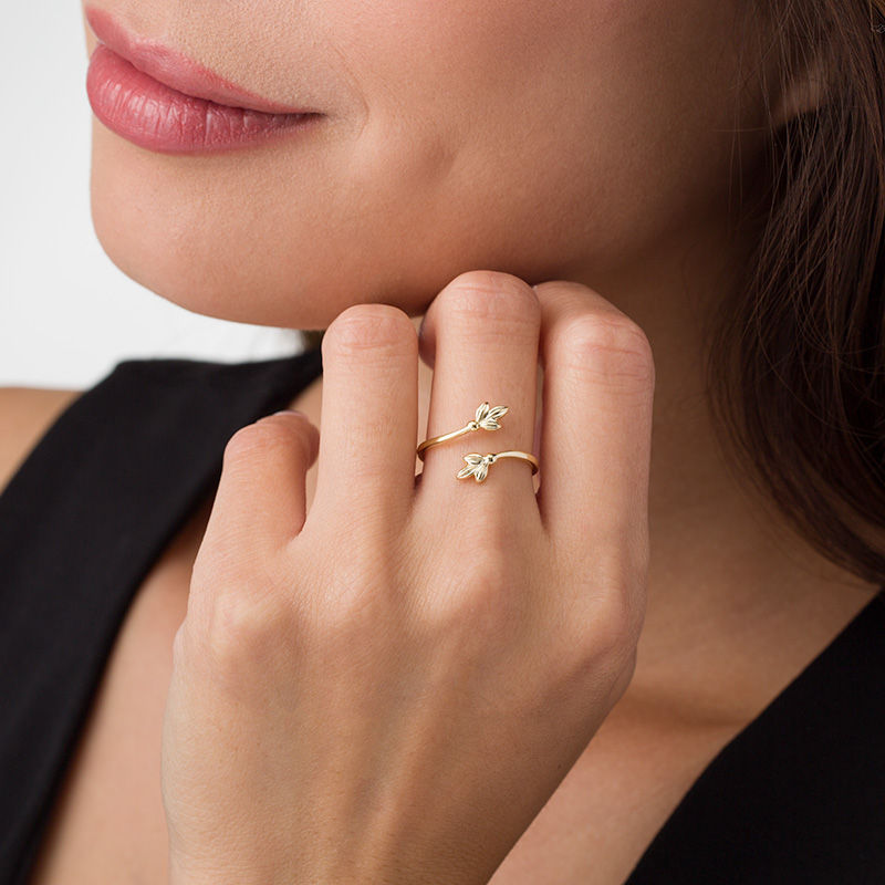 Main Image 3 of Flower Bloom Bypass Ring in 10K Gold