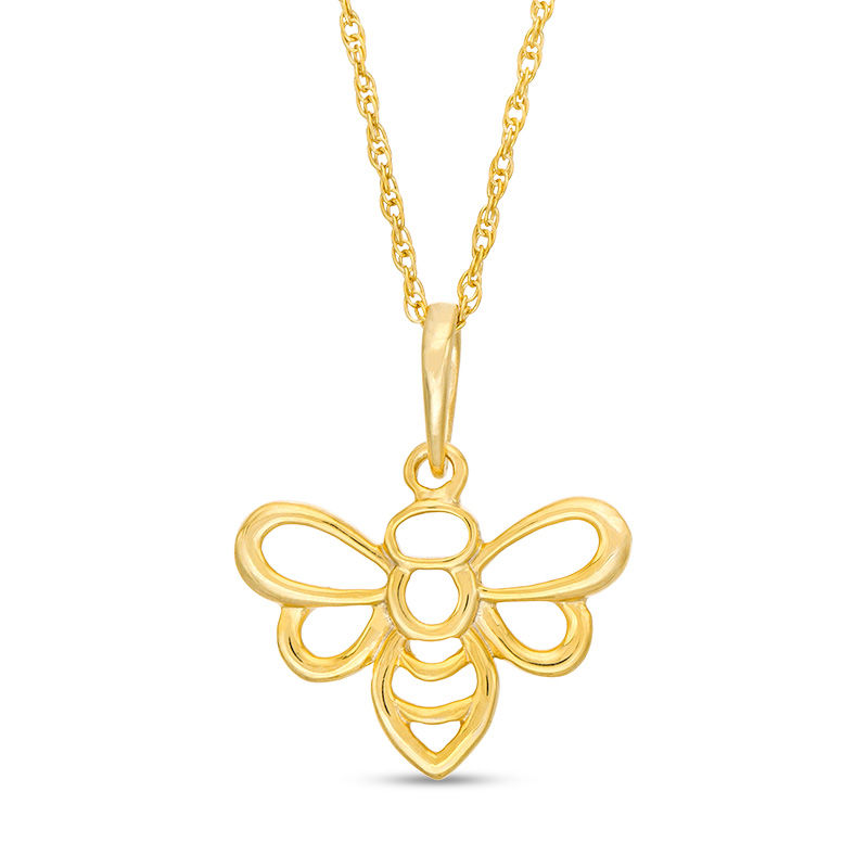 Bumble Bee Outline Pendant in 10K Gold