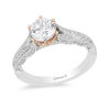 Thumbnail Image 1 of Enchanted Disney Princess 1.25 CT. T.W. Diamond Crown Vintage-Style Engagement Ring in 14K Two-Tone Gold