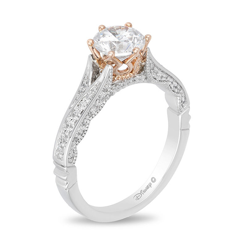Enchanted Disney Princess 1.25 CT. T.W. Diamond Crown Vintage-Style Engagement Ring in 14K Two-Tone Gold