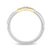 Enchanted Disney Princess 0.10 CT. T.W. Diamond Heart Crown Contour Wedding Band in 14K Two-Tone Gold