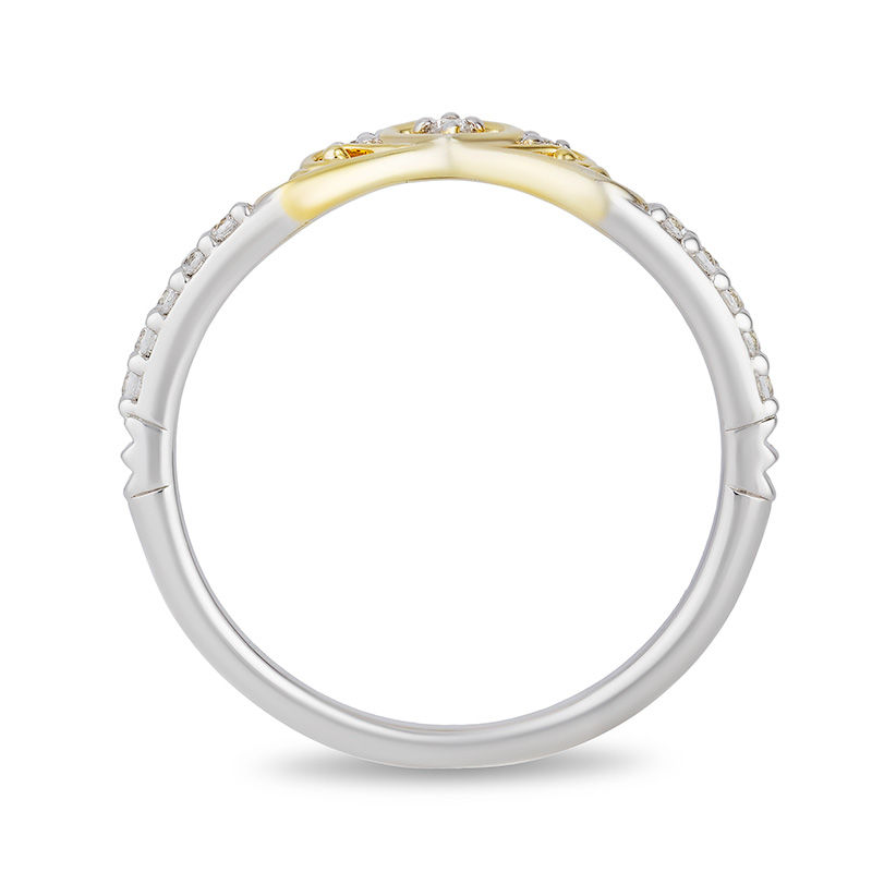 Enchanted Disney Princess 0.10 CT. T.W. Diamond Heart Crown Contour Wedding Band in 14K Two-Tone Gold|Peoples Jewellers