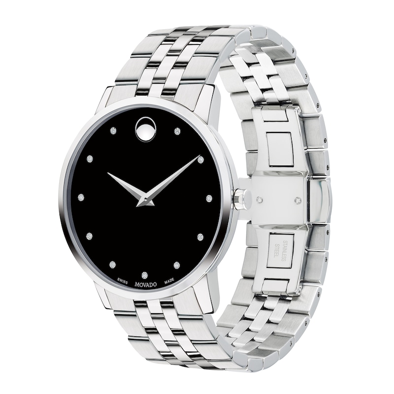 Main Image 2 of Men's Movado Museum® Classic 0.04 CT. T.W. Diamond Watch with Black Dial (Model: 0607201)