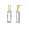 Thumbnail Image 1 of Lab-Created White Sapphire Open Double Rectangle Link Drop Earrings in Sterling Silver and 10K Gold