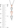 Thumbnail Image 2 of Lab-Created White Sapphire Graduated Open Triple Triangle Drop Pendant in Sterling Silver and 10K Rose Gold