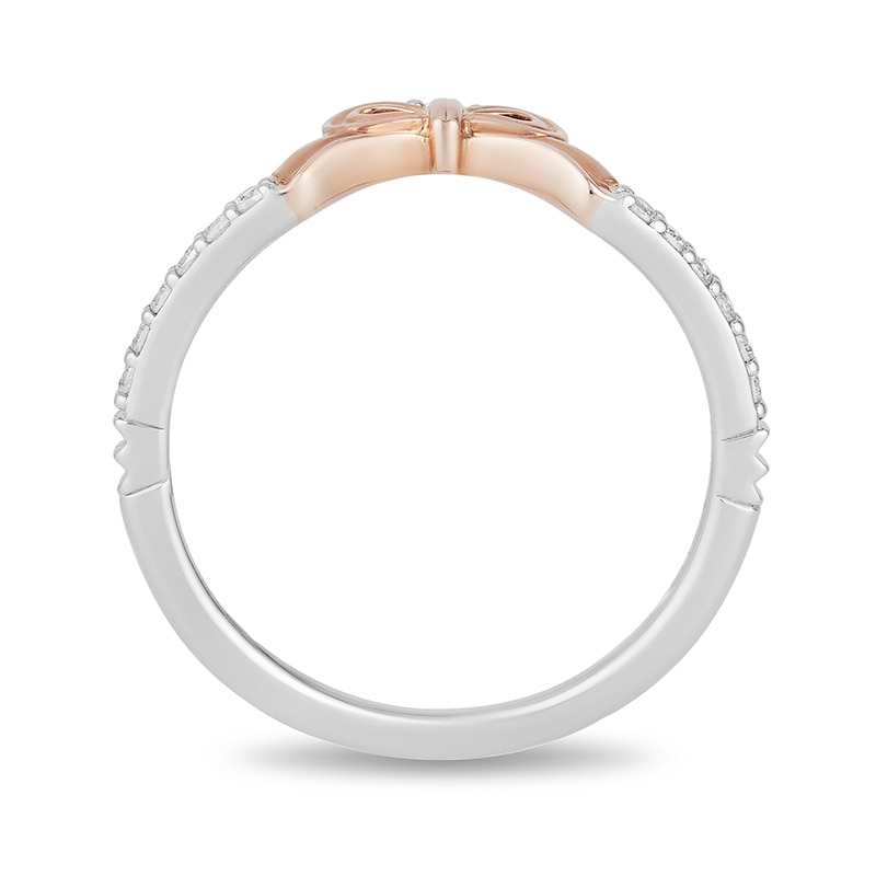 Enchanted Disney Snow White 0.10 CT. T.W. Diamond Bow Contour Wedding Band in 14K Two-Toned Gold