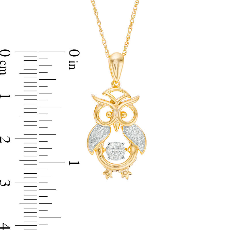 Unstoppable Love™ 0.065 CT. T.W. Diamond Owl Pendant in Sterling Silver with 14K Gold Plate