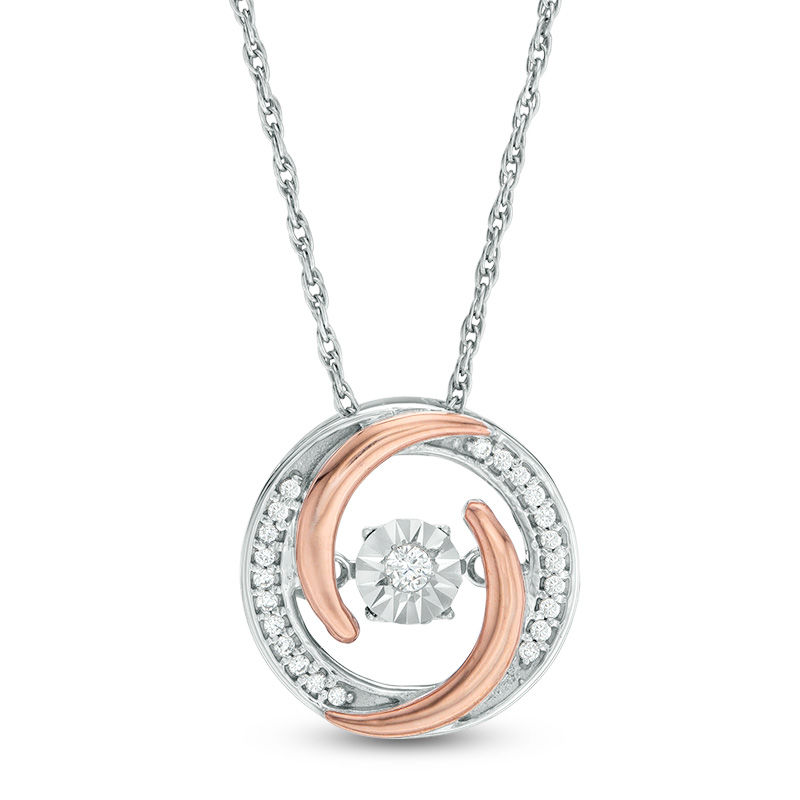 Unstoppable Love™ 0.085 CT. T.W. Diamond Swirl Pendant in Sterling Silver and 10K Rose Gold|Peoples Jewellers