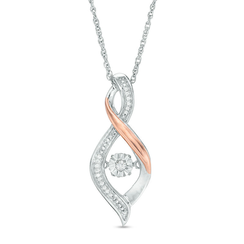 Unstoppable Love™ 0.04 CT. T.W. Diamond Flame Pendant in Sterling Silver and 10K Rose Gold