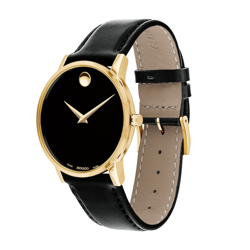 Men's Movado Museum® Classic Gold-Tone PVD Strap Watch with Black Dial (Model: 0607271)