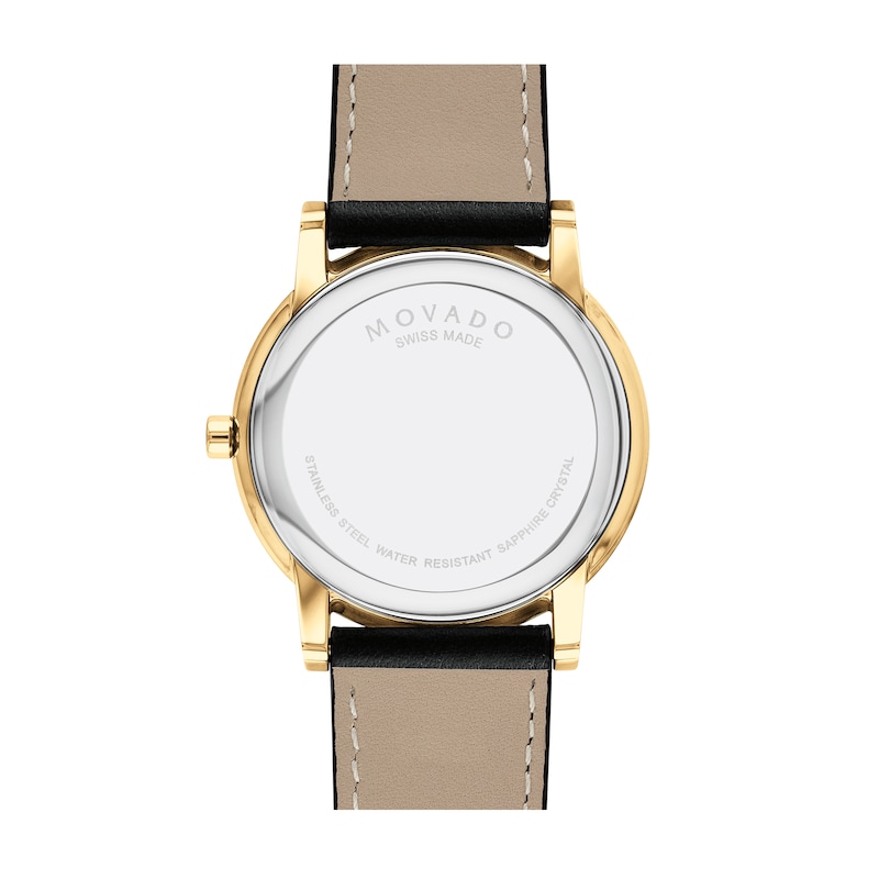 Men's Movado Museum® Classic Gold-Tone PVD Strap Watch with Black Dial (Model: 0607271)