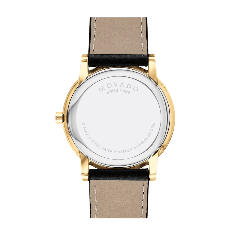 Men's Movado Museum® Classic Gold-Tone PVD Strap Watch with Black Dial (Model: 0607271)|Peoples Jewellers